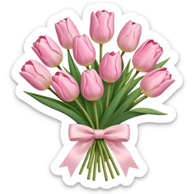 light pink tulip bouquet with light pink bow sticker