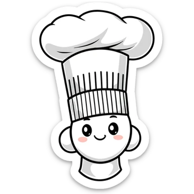 A traditional white chef's hat, tall and puffed, symbolizing culinary expertise sticker