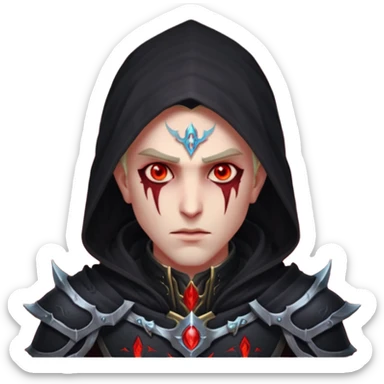Blood elf deathKight glowing red eyes all clocked in darkness male sticker
