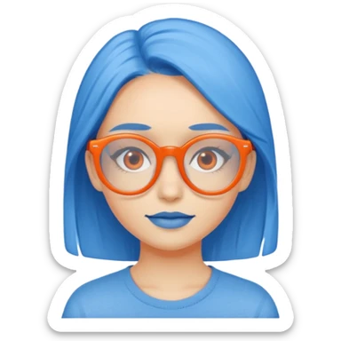 girl blue skinned orange glassed sticker