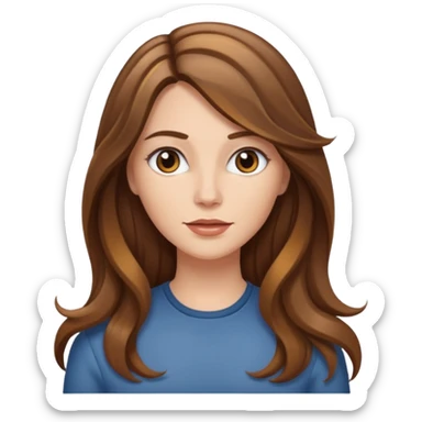 Mulher branca, cabelos longos liso com as pontas ondulado castanho com luzes  sticker