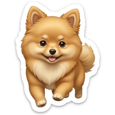 Create a cute tiny golden pomerania small not so furry- running playing and so sticker