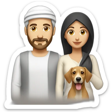 caucasian man with arab woman with 2 dogsvue js logo sticker