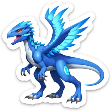 Shiny Futuristic Celestial Magical Fakemon-Pokemon-Digimon-Spectrobes-Raptor-fusion, full body sticker