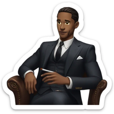 Tristan Tate,slick back hair, rich, smoking cigar, african america, 3 piece suit sticker