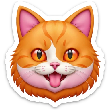 Cat with popping out love heart eyes and mouth open sticker