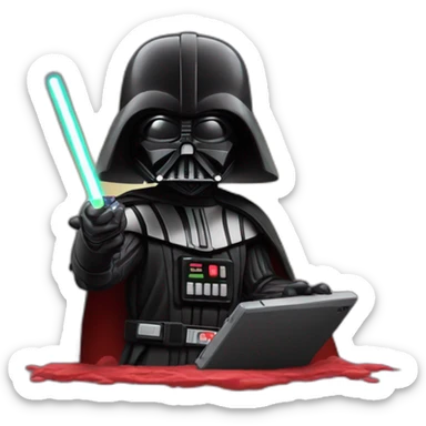 Dark vador playing with a nintendo switch sticker