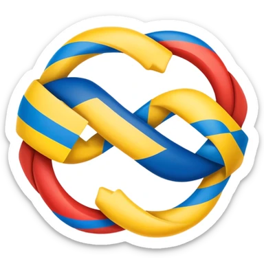 Integration symbol with German and Ukrainian flags connecting sticker