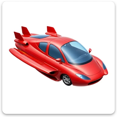 red flying car in the sky sticker