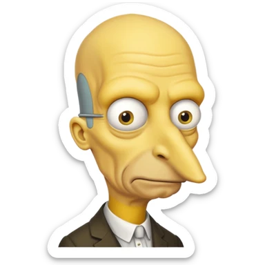 Mr. Burns, simpson, yellow skin tone, very very very long nose. complete yellow sticker