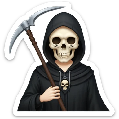 black hood skull scythe sticker