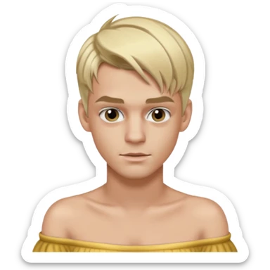 Aaron Carter with blonde hair, silver off-shoulder shirt sticker