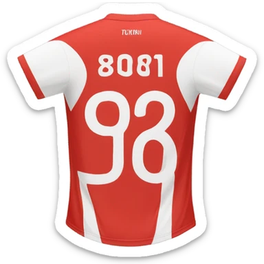 19 soccer jersey in red and white from the back  sticker