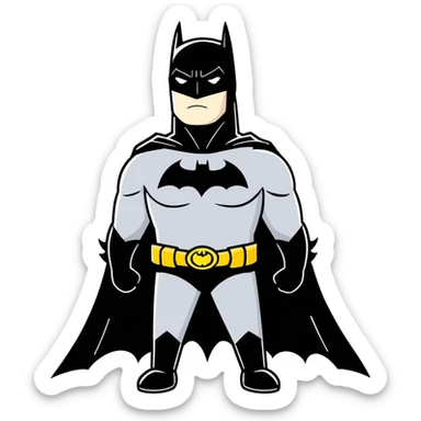 Best Batman character in all-black costume, all scenes  at night, cartoonish sticker style sticker