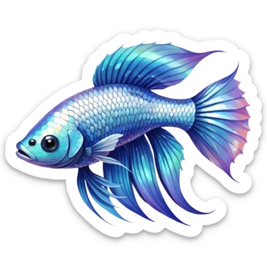 White betta fish, half moon sticker