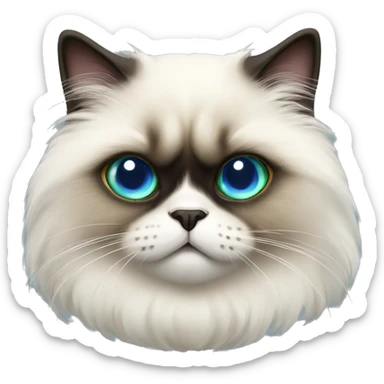 himalayan cat with one green eye and one blue eye super cute sticker