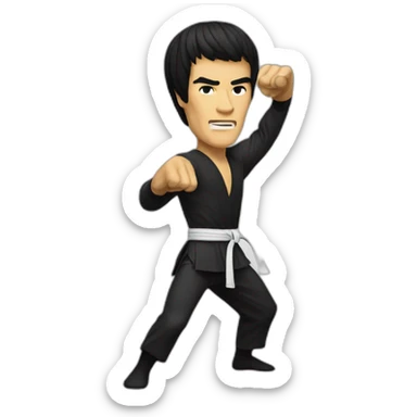 bruce lee side-kick to bag sticker