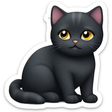 Black British shorthair cat saying good night with stars  sticker