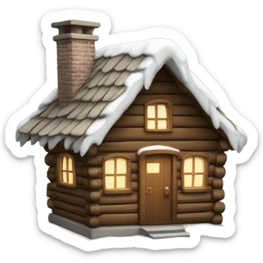 cute christmas cabin with snow on the roof  sticker