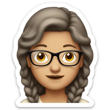 young grandma with long brown hair and glasses  sticker