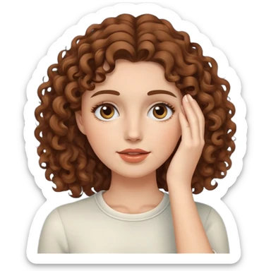 Female face palm with fair skin and brown curly hair  sticker