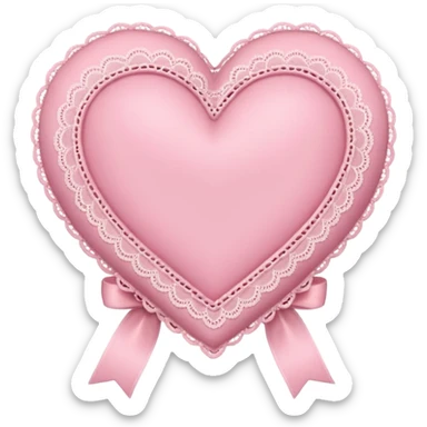 cute baby pink colored heart with lace trimming and with a lace ribbon on the left top, tilted a bit sticker