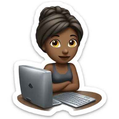 beautiful girl with computer  sticker