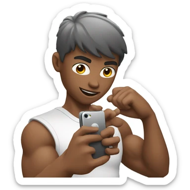 muscular boy with a smartphone taking a video of himself sticker