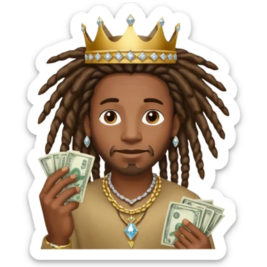 Black man dreads with crown diamond jewelry and money  sticker