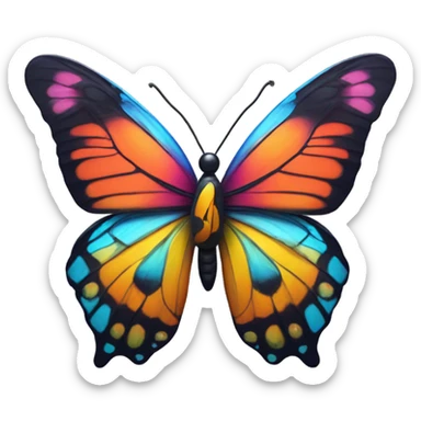 A butterfly chained to a wall sticker