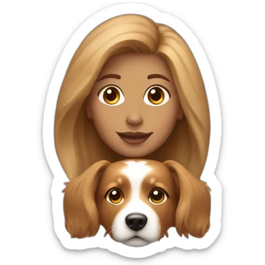 light-broun hair yong woman with a sheltie dog sticker