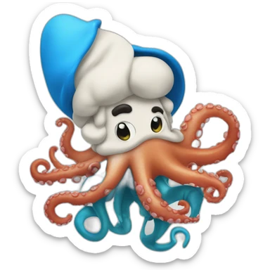 smurf eating an octopus sticker