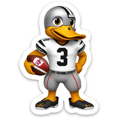 full body duck wearing an ohio state university football helmet sticker