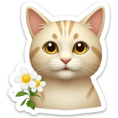 gato com flor na cabeça sticker