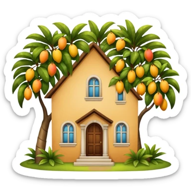 A light brown house from a barrio with a mango tree sticker