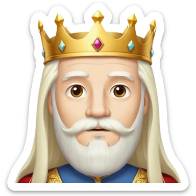 God, man with golden crown, long white hair, beard and white mustache sticker