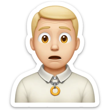 goofy emoji tugging collar in anticipation, stress, nervousness, anxiousness and dread sticker