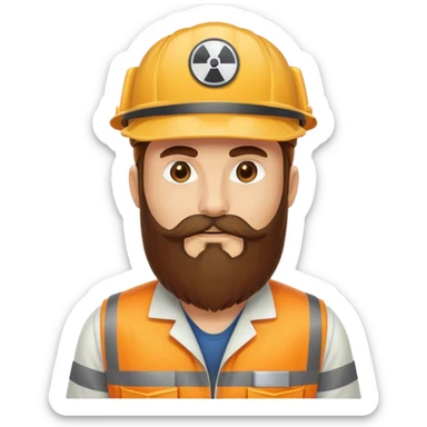 Very long beard brown cap nuclear worker  sticker