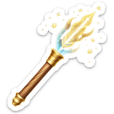 Wand – Wooden stick with glowing tip, sparkles of magic around it sticker