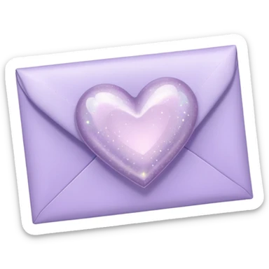 a closed pastel lavender heart shiny sparkly glittery aesthetic romantic vintage envelope  sticker