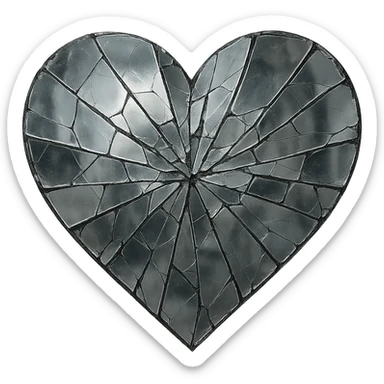 heart with a shattered mirror effect sticker