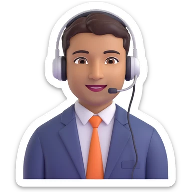 male customer support agent of Indian descent, wearing a headset, friendly and supportive expression, professional attire sticker