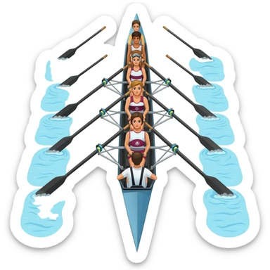adapt so oars only 4 oars appear on each side of boat and cox faces other direction 8-woman crew boat rowing sticker