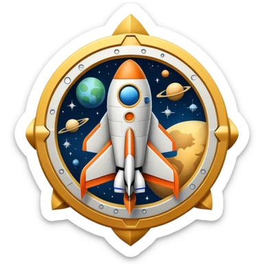 space exploration agency emblem with spacecraft sticker