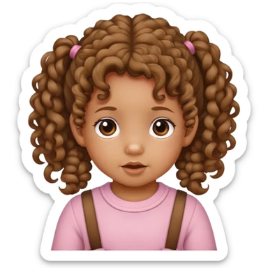 toddler with curly hair and pigtails with tan skin sticker