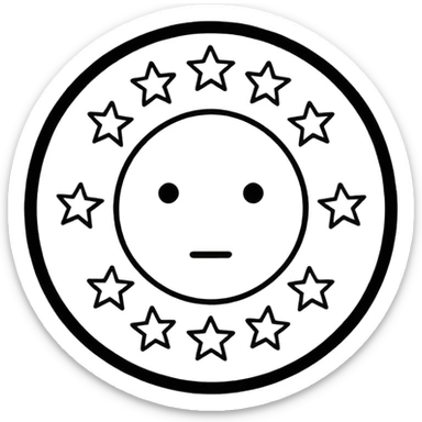 Can u make a emoji with 15 stars in a circle no face no nothin just lines and nothing in the middle and the stars have nothing it in too just lines black and white sticker