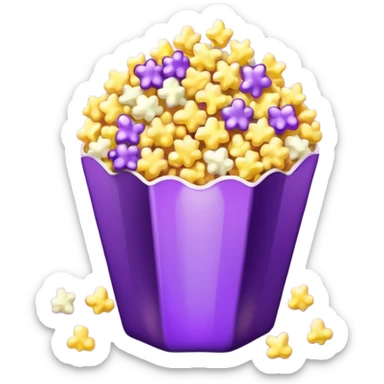 Glitter purple and yellow popcorn  sticker