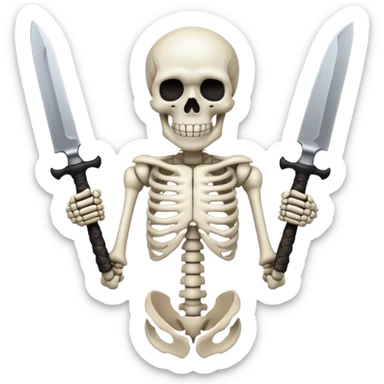 skeleton with knives sticker