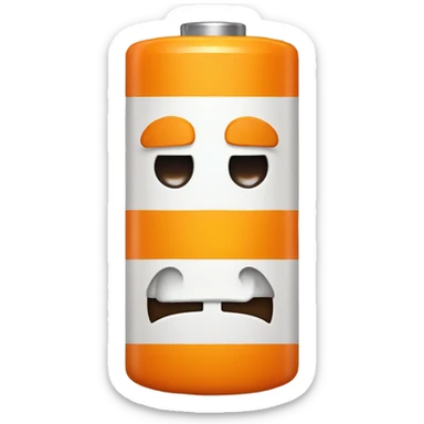 Orange battery frowning sticker