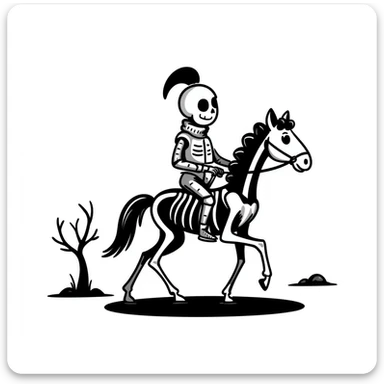 skeleton knight on a death horse sticker
